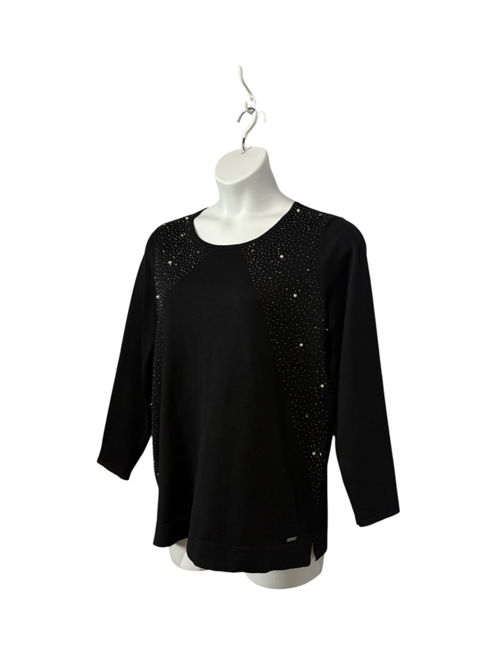 Calvin Klein, Black Rhinestone Top, Women Sparkle Elegant, Large - Picture 7 of 11